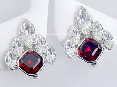 Outstanding High Fashion Vintage Rhinestone Earrings Signed YVES SAINT LAURENT