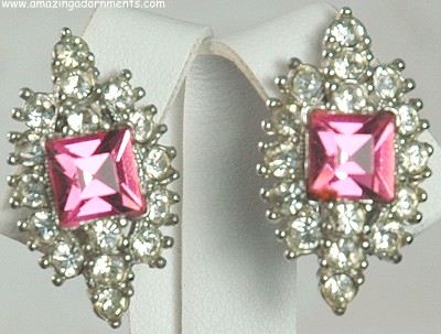 Scrumptious Vintage Rhinestone Earrings Signed BOGOFF