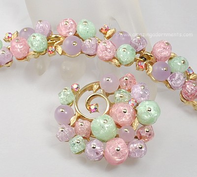 CORO Couture Line FRANCOIS So Pretty Pastel Bead Demi- Parure