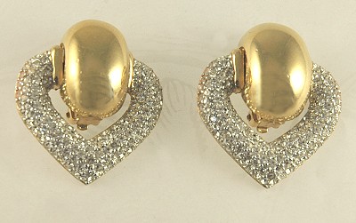 Luxurious Pave Set Rhinestone Doorknocker Earrings Signed CINER