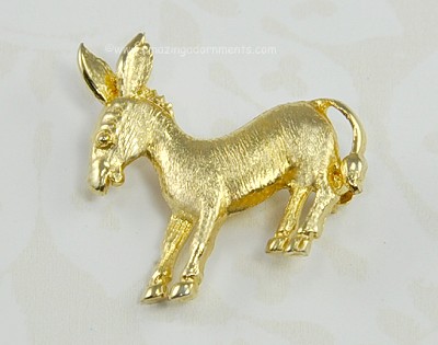 Sweet Vintage Sterling Mini Donkey Pin Signed LES BERNARD