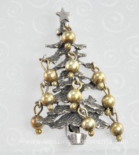 GUGLIELMO CINI Sterling Silver Christmas Tree with Dangling Balls ~ BOOK PIECE