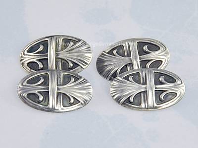 Princely Antique Art Nouveau Sterling Silver Cufflinks Signed UNGER BROTHERS