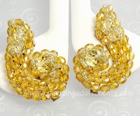 Untouchable Champagne Colored Crystal Paisley Earrings Signed COPPOLA e TOPPO