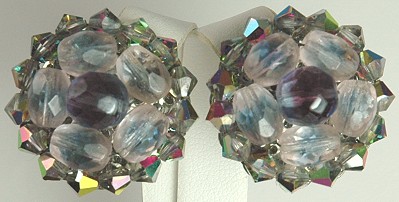 HOBE Wired Iridescent Crystal and Glass Clip- on Earrings
