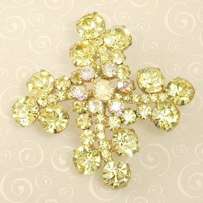 Well Known DELIZZA and ELSTER Jonquil and Pastel AB Rhinestone Brooch