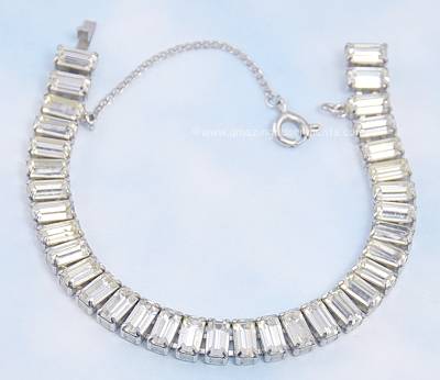 Refined ART DECO Crystal Clear Baguette Rhinestone Bracelet
