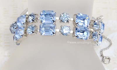 Luxurious Vintage Bracelet with Sizeable Emerald Cut and Round Rhinestones