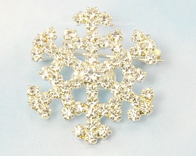 Sparkling Mini Rhinestone Snowflake Pin Signed OTC