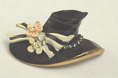 Vintage BSK MY FAIR LADY Enamel and Rhinestone Hat Pin - BOOK PIECE