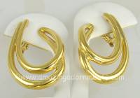 Large Moderne Designer Signed GIVENCHY Hoop Earrings