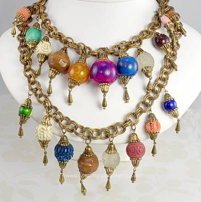 Very Early Unsigned MIRIAM HASKELL Glass Bead Festoon Necklace