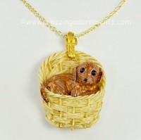Oh Too Cute Signed RAZZA Dog in Basket Necklace