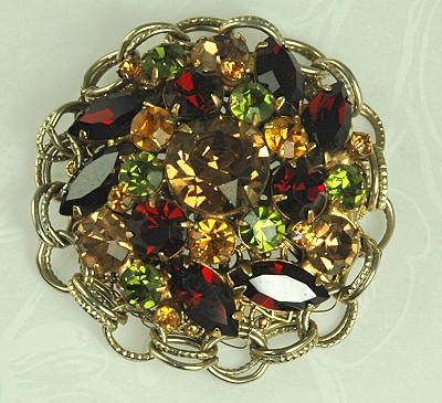 Fabulous REGENCY Jewel Tone Rhinestone Brooch