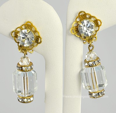 Exquisite Crystal and Rhinestone Earrings Signed FREIRICH
