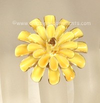 Vintage Yellow Enamel Floral Finger Ring Signed SANDOR CO