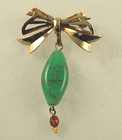 Exquisite Vintage Gold Filled and Venetian Glass Pin Signed CARL ART