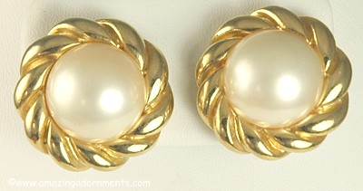 Stylish Faux Pearl Earrings Signed ERWIN PEARL