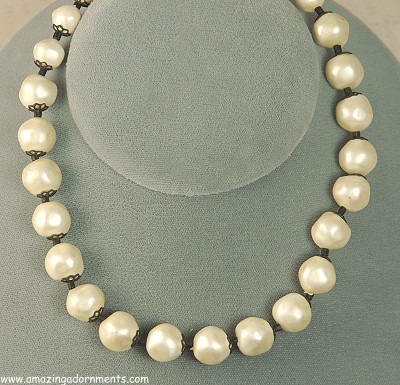 Good-looking Baroque Faux Pearl Necklace Signed LAGUNA