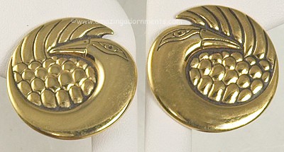 Beautiful Heron Earrings or Clips Signed LAUREL BURCH