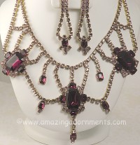 Statement Making Shades of Purple Necklace and Dangle Earring Set