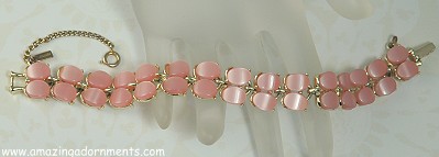 Sweet Mid- 20th Century Pink Thermoplastic Bracelet Signed LONGCRAFT