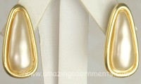 Poised Tear Shaped Imitation Pearl Earrings Signed NAPIER