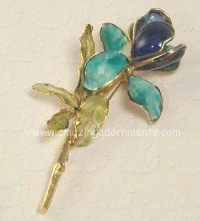 Magnificent Vintage HATTIE CARNEGIE Poured Glass and Enamel Floral Brooch