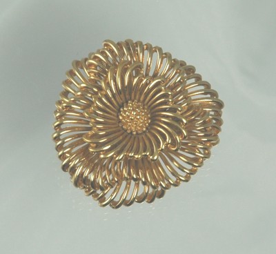 MARCEL BOUCHER Swirling Dimensional Gold-tone Brooch