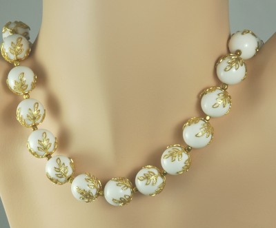 Older CROWN TRIFARI Glass Capped Bead Necklace - BOOK PIECE