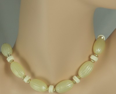 Lemon Thermoplastic Ribbed Bead Necklace