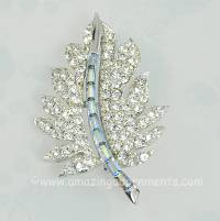 Older Vintage Rhinestone Leaf Brooch Signed PELL