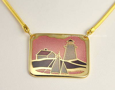 Striking Canadian Modernist Enamel Pendant Necklace Signed DE PASSILLE SYLVESTRE