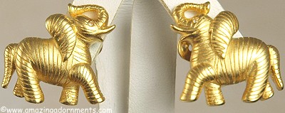 Gorgeous Elephant Figural Earrings from Legendary Designer BOB MACKIE
