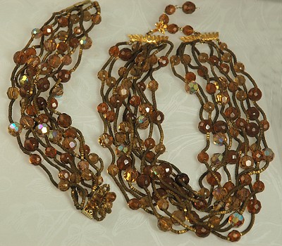 Vintage DEMARIO Multi- strand Crystal Necklace and Bracelet Set