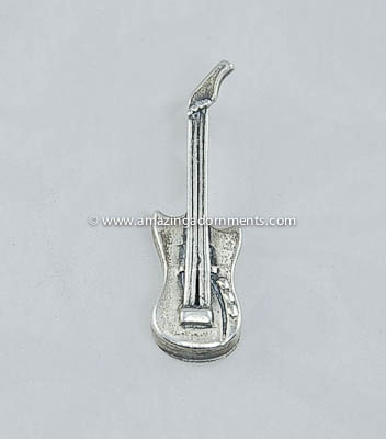 Rocking Vintage Guitar Charm Signed BEAU STERLING