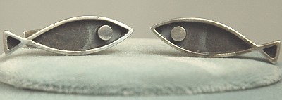 MODERNIST HENRY STEIG Sterling Fish Cufflinks