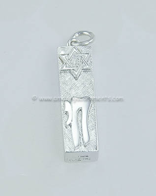 Vintage Magen David and Chai Pendant Signed STERLING THEDA
