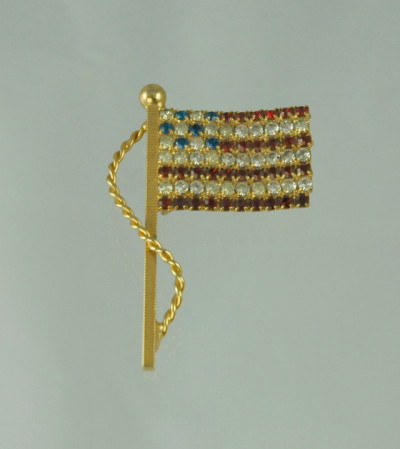 Rhinestone Flag Pin with Pole and Halyard