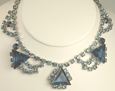 Divalicious Vintage Rhinestone Necklace in Shades of Blue