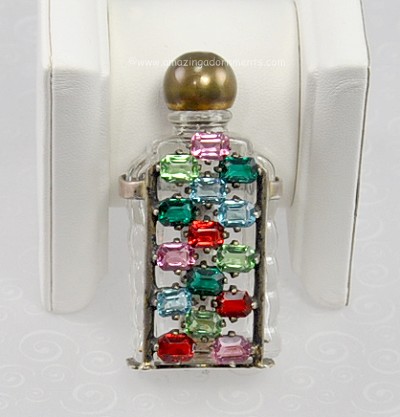 Very Special Bejeweled Perfume Bottle Signed EISENBERG ORIGINAL STERLING