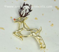 Cute Leaping Reindeer Christmas Pin Signed B.J. [Beatrix]