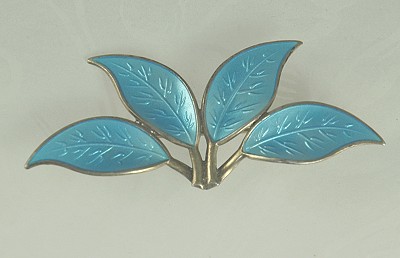 WILLY WINNAESS Design for DAVID ANDERSEN Sterling and Enamel Leaf Pin