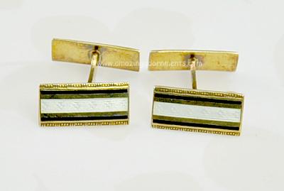 Vintage Signed David Andersen Norway Sterling Silver and Guilloche Enamel Cufflinks