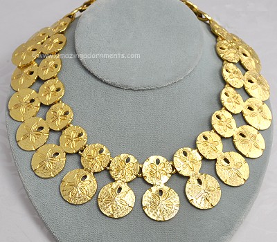 Vintage Super Model Big Sand Dollar Medallion Bib Necklace Signed MIMI di  N