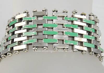 Vintage JAKOB BENGEL Machine Age Enamel Brick Work Bracelet