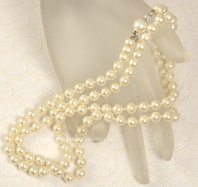 Sophisticated Signed MARVELLA Opera Length Strand of Knotted Faux Pearls