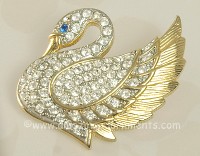 Endearing Rhinestone Swan Figural Brooch Signed PARK LANE