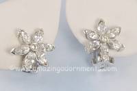 Dazzling Vintage Real Look Rhinestone Floral Earrings Signed PELL