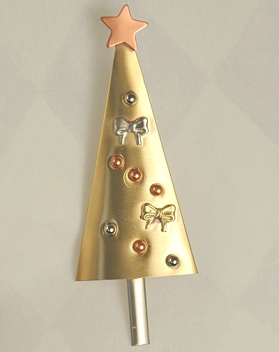 Modern Tri- Colored Metal Christmas Tree Pin